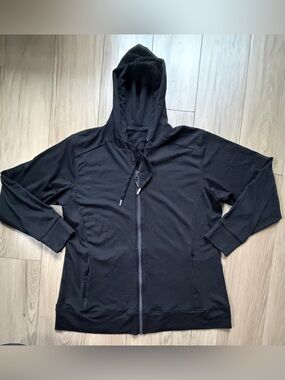 Woolx Hoodie Women’s 1X Black Ryann Merino Wool Full Zip Lightweight